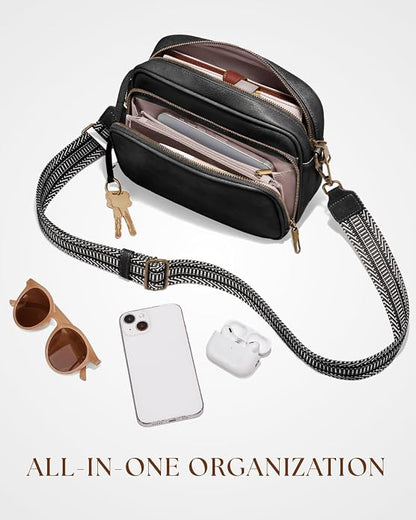 Crossbody Bags with Built-in Wallet, Anti-Theft Travel Purse with Card Slots, Trendy Vegan Shoulder Bag for Women Men