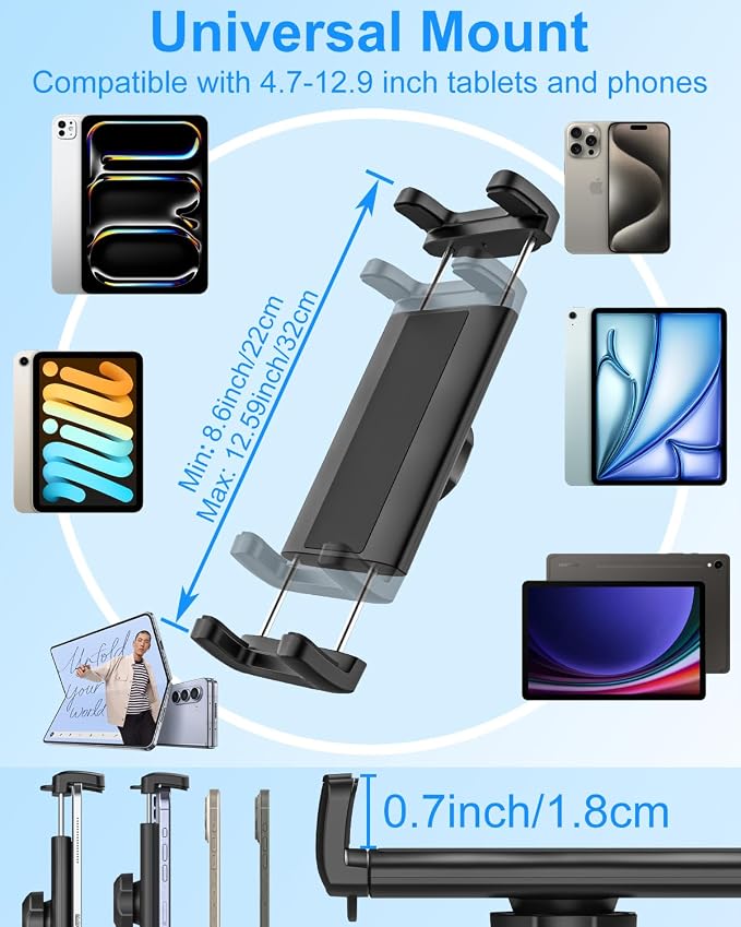 Tesla Back Seat Tablet Holder, Model 3/Y Headrest Tablet Mount with Metal Ball Head, Model Y Rear Seat iPad Mount, Compatible iPad Pro 12.9, Air, Mini, Galaxy Z Fold, Fire HD, 4-13" Tablets