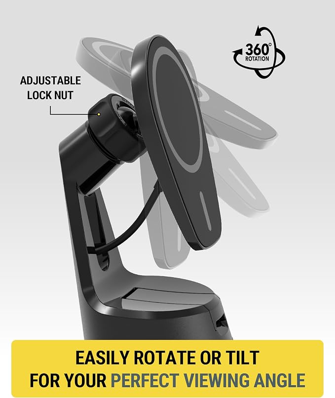 Scosche MPQ6 Magnetic Phone Holder for Car Dashboard/Windshield, 15W Wireless Fast Car Charger Stand, Hands Free Cell Phone Mount Compatible with iPhone 17/16/15/14/13/12 Series & MagSafe Case