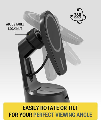 Scosche MPQ6 Magnetic Phone Holder for Car Dashboard/Windshield, 15W Wireless Fast Car Charger Stand, Hands Free Cell Phone Mount Compatible with iPhone 17/16/15/14/13/12 Series & MagSafe Case