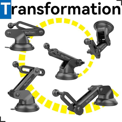 SkyTian for Garmin GPS Car Mount Replacement Sticky Suction Cup 17mm Ball Mount Long Arm Windshield Holder fit Garmin Nuvi Drive Dezl RV GPS, Black