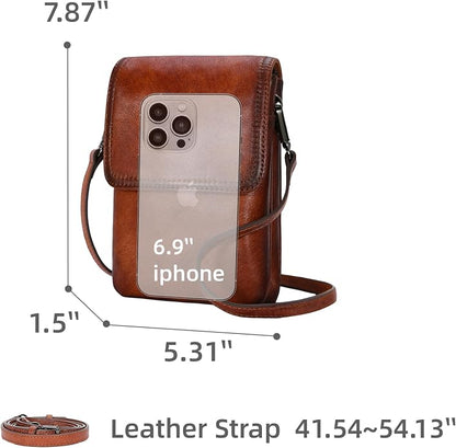 Iswee Leather Crossbody Bags for Women RFID Blocking Cell Phone Purse Small Anti-Theft Zippered with Card slots