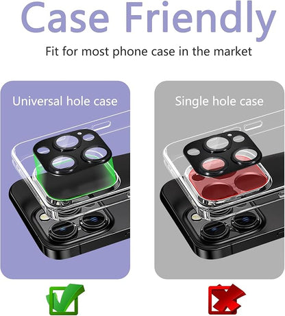 2 Pack Camera Lens Protector for iPhone 14 Pro/14 Pro Max,Metal AR Tempered Glass Rear Camera Screen Cover,Anti-Scratch,Strong Adsorption,Case Friendly, Easy to Install-Dark purple