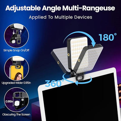 136 LED RGB Magnetic Selfie Light, gliship Portable 360° Full Color RGB Video Light Compatible with Magsafe Rechargeable Portable Clip Fill Light with 9 Lights Modes for Phone Camera Laptop Camera