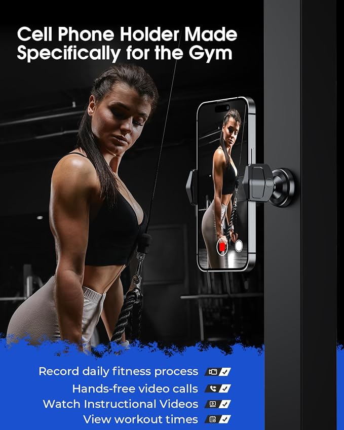Gym Magnetic Phone Holder, 360° Rotatable Magnet Phone Holder for Gym Workout-Record, [N55 Super Magnet] Magnetic Cellphone Holder for All 4-7 Inch Smartphones