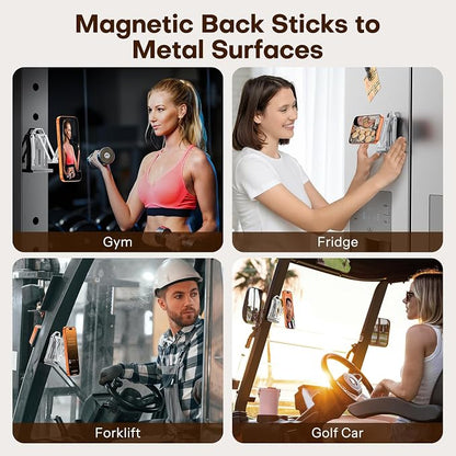 OMOTON TP02 360°Rotating for MagSafe Tripod Mount, Adjustable Aluminum Magnetic Phone Tripod for iPhone 17/16/15/14 Pro Max Air, Foldable Cell Phone Stand Fits Vlog, Gym, Travel Essentials, Silver