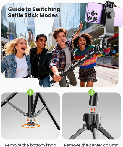 CAMBOFOTO 82" Phone Tripod Stand with Gooseneck, Remote and Phone Holder, Selfie Stick & Overhead Tripod for Recording/Cooking/Fitness/Vlog, Compatible with iPhone Android Samsung, Camera