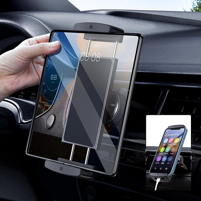 Car Phone Mount for Samsung Galaxy Z Fold 7 6 5 4 3 Accessories - Tablet Holder for Car Air Vent Handsfree, 360° Rotatable Fit for iPad Mini 6 iPad Pro iPad Air Pixel Fold and More 4-12.9" Device