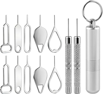 Alloy Steel SIM Card Tray Removal Tool with Cleaning Brush & Keyring, 2 in 1 EDC Portable Keychain Eject Pins Reset Needle Opener Cleaning Pen foriPhoneAirpodsiPadSamsungGalaxy