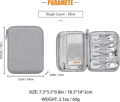 Electronics Organizer, Jelly Comb Electronic Accessories Case Portable Double Layer Cable Storage Bag for Cell Phone, Data Line, Power Bank, USB Flash Drive and More (Gray, Single Layer/Mini)