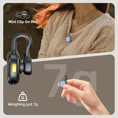 Wireless Lavalier Microphone for iPhone 15/16/Android, Mini Clip On Mic with Charging Case, 7H Battery, Noise Canceling Lapel Microphone for Video Recording Vlogging, YouTube