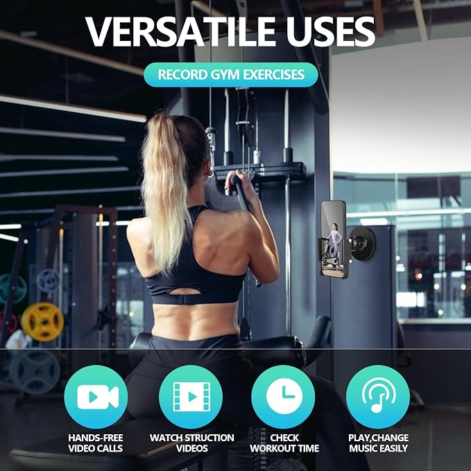 Vinkqiado Gym Magnetic Phone Holder, All Metal Magnet Base Phone Mount for Gym Equipment, Tractor, Refrigerator, Forklift, or Any Ferrous Metal Surface, Compatible with All Smartphones (Large Base)