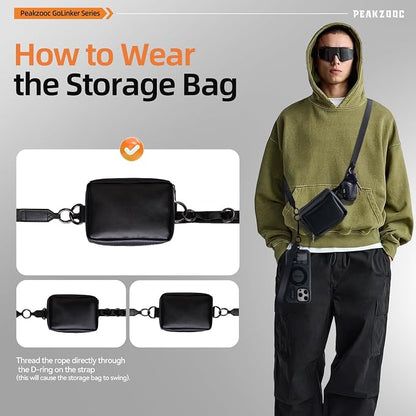 Phone Lanyard Crossbody, Clip and Go Phone Strap Crossbody, Adjustable Cell Phone Strap with Detachable Pouch for All Smartphones, Black
