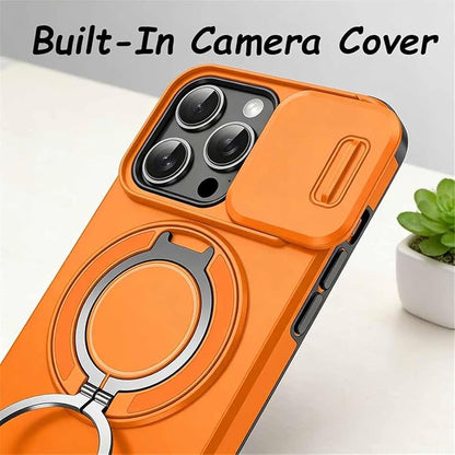 2026 New Case with Slide Camera Cover & 360° Rotatable Ring Kickstand, Free Tempered Glass Screen Protector for iPhone 11-17 Series (17 Pro Max,Red)