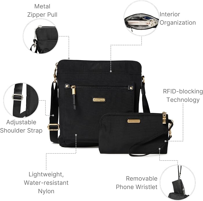 Baggallini womens Go Bagg With Rfid Phone Wristlet