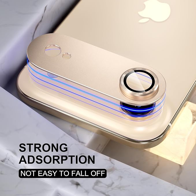 Choiche Compatible for iPhone 17 Air Camera Lens Protector, Strong Adsorption Camera Cover with 9H Tempered Glass Lens Screen Protector Metal Ring Decoration Accessories 6.5-inch (Gold)