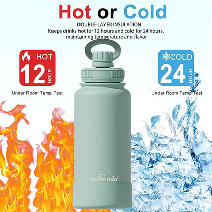 32oz Insulated Tumbler with Magnetic Phone Holder, Gym Water Bottle | Leak Proof Lid, 24hr Cold & 12hr Hot, Non-Slip Base | Travel Mug, Reusable & Eco-Friendly (mint green, 32, ounces)