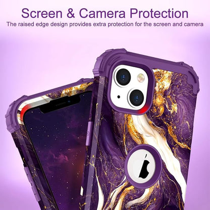 Hocase for iPhone 14 Plus Case, Heavy Duty Shockproof Protection Soft Silicone Rubber+Hard Plastic Bumpers Hybrid Protective Case for iPhone 14 Plus 6.7" 2022 - Midnight Purple