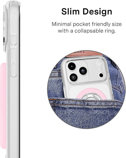 VELVET CAVIAR Compatible with MagSafe Phone Grip 2.0 | Cute Magnetic Ring Holder | Finger Loop Kickstand | Pop On Accessory for iPhone 17, 16, 15, 14, 13, 12 | Strawberry Milk