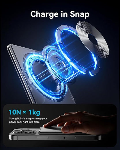 Kuulaa Magnetic Power Bank 5000mAh 0.27'' Ultra Slim Portable Charger Magsafe Battery Pack for iPhone Air/16 Pro Max/15/14/13/12 Mini, White