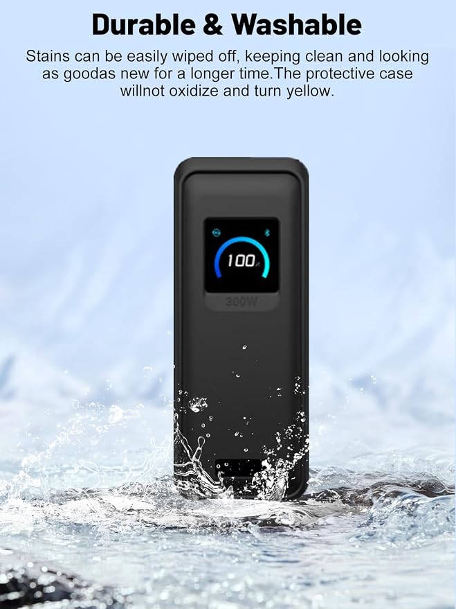 Silicone Protective Case Compatible with Anker Prime Power Bank 26,250mAh 300W, Shockproof Cover with LCD Display Visible, Anti-Lost Strap, Precision Cutouts for 3-Port Charger (Black)