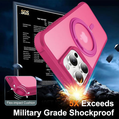 360° Magnetic Swivel Ring for iPhone 16 pro case, Built-in Metal Stand and Ring Holder, Magsafe Compatible, Military Grade Protection, Shockproof - Rose Pink