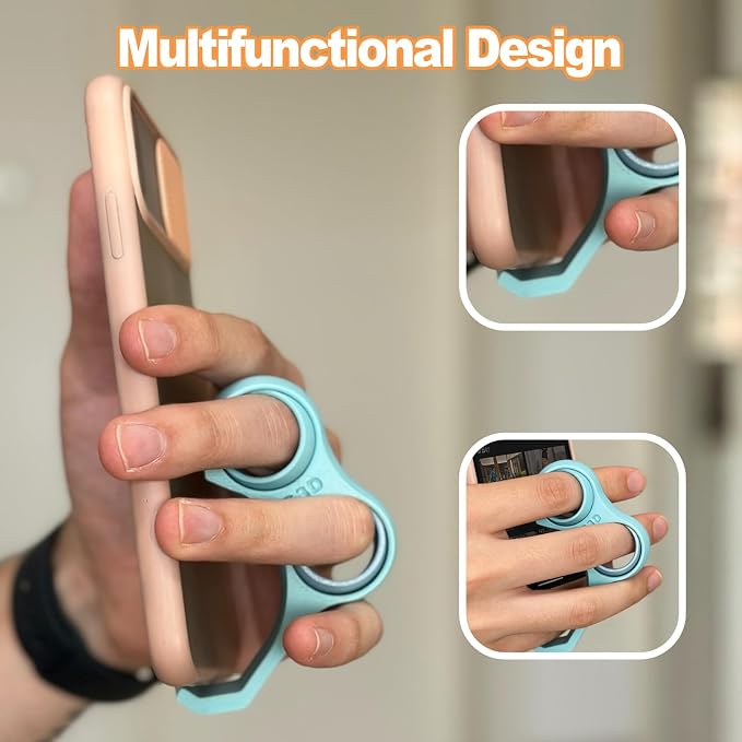 Ergonomic Finger Stand Phone Holder, Finger Phone Holder, Pinky/Ring Finger Grip Strap, Stress-Relieving Toy, Multi-Functional Design, Comfortable Grip, Easy to Carry. (White)