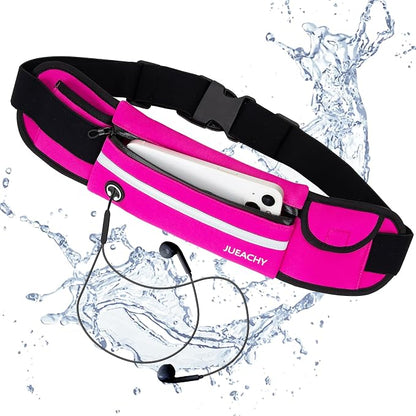 Jueachy Running Belts for Women Waterproof Fanny Pack Running Waist Pouch Phone holder Adjustable Sports Money Belt with Headphone Port