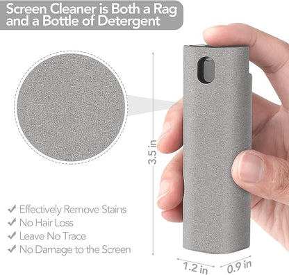Fingerprint Proof Screen Cleaner,3 in 1Touchscreen Mist Cleaner Spray Wipe Cleaner,Safe for All Phones, Computer, Laptop, Tablet and Car Screen (Grey Black)