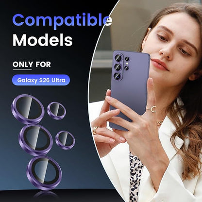 Tensea (3+2PCS Compatible with Samsung Galaxy S26 Ultra Camera Lens Protector, 9H Tempered Glass Camera Cover Screen Protector Metal Individual Ring [Installation Tray][Case Friendly]