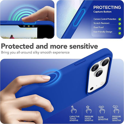 GONEZ Magnetic for iPhone 17 Pro Max Case, Compatible with MagSafe, [Screen Protector + Camera Lens Protector], Liquid Silicone Anti-Scratch Shockproof Protective Phone Case 6.9 inch, Klein Blue