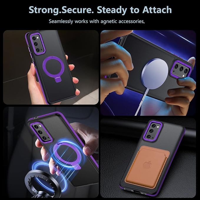 for Samsung Galaxy S20 FE Case, Magnetic Adjustable Ring Stand [Fit for Magsafe], [Military-Grade Shockproof Protection] Phone Case with Kickstand&Ring Holder (Purple)