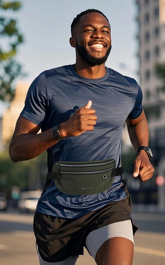 Slim Running Belt for Women Men Runners Fanny Packs With Phone Holder Hidden Pockets Exercise Waist Bag for Marathon Workout
