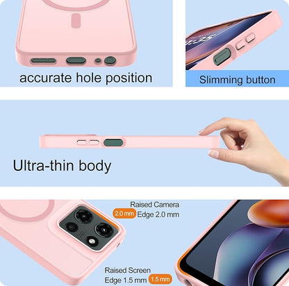 For Motorola Moto G 2025/2026 Case & Moto G PIay 2026 Case[Compatible with Magsafe] Translucent Matte Magnetic,Slim Thin Duty Shockproof with Screen Protector for Moto G 5g 2025/2026 & GPIay 2026-Pink