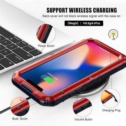 Mitywah Waterproof Case for iPhone 11, Heavy Duty Military Grade Armor Metal Case, Full Body Protective Shockproof Dustproof Strong Rugged Thick Case for iPhone 11, Red