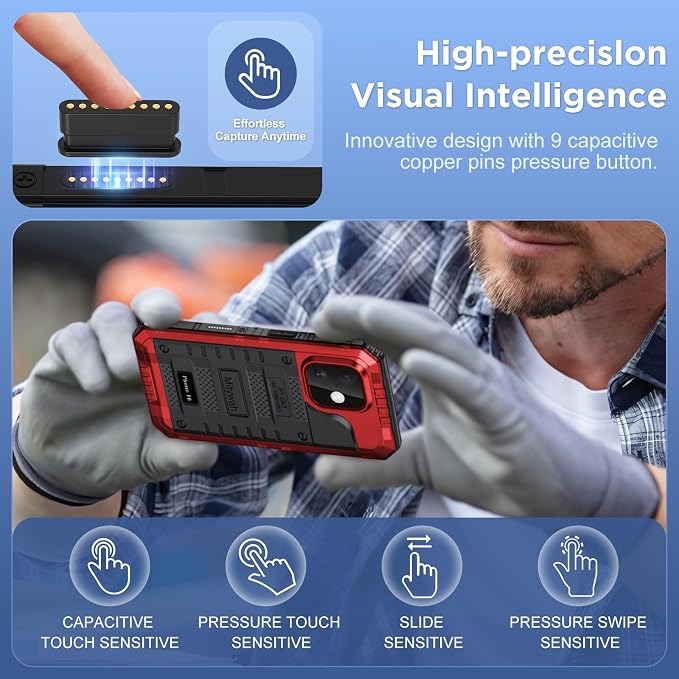 Mitywah Waterproof Case for iPhone 16, Shockproof Heavy Duty Case with Built-in Screen Protector, Underwater Full Body Protective Metal Case 6.1 inch, Red