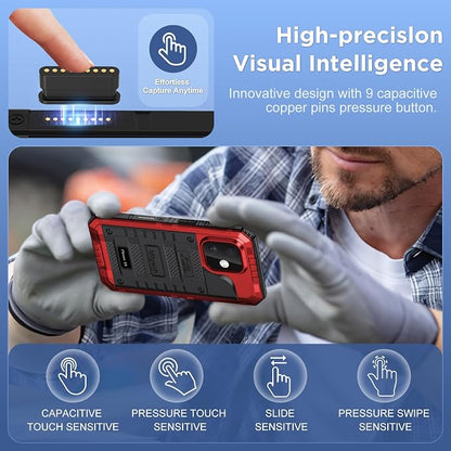 Mitywah Waterproof Case for iPhone 16, Shockproof Heavy Duty Case with Built-in Screen Protector, Underwater Full Body Protective Metal Case 6.1 inch, Red