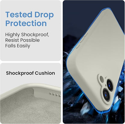 FireNova Designed for iPhone 16 Case, Silicone Upgraded [Camera Protection] Phone Case, Soft Anti-Scratch Microfiber Lining Inside, 6.1 inch, Stone