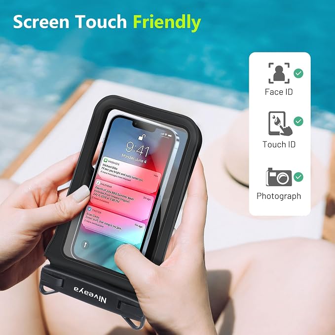 Niveaya Double Space Waterproof Phone Pouch - 2 Pack, Waterproof Phone Lanyard Case with iPhone 17/16/15/14/13 Pro Max up to 8.3", Phone Dry Bags for Vacation Beach Pool Kayak Cruise Travel Essentials
