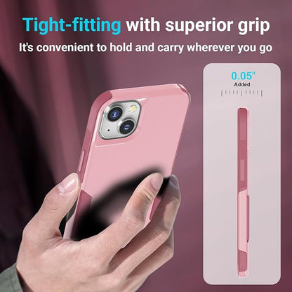 jaroco for iPhone 13 Case & iPhone 14 Case & iPhone 15 Case [Heavy Duty Protection][Compatible with MagSafe][Military Grade Drop Protection][Shockproof] with Non-Slip Removable Phone Cover 6.1''-Pink