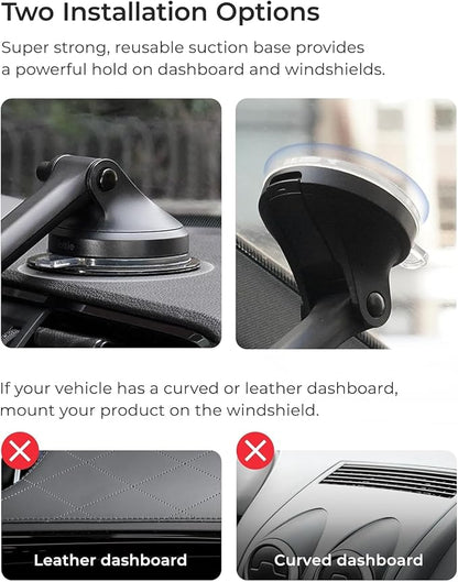 iOttie Velox Qi2 Mini 15W Wireless Charger Car Mount - Dash & Windshield Car Phone Holder - MagSafe Compatible iPhone Mount for Qi2 Smartphones (iPhone12 13 14 15 16 and 17) - Car Charger Included