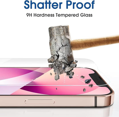 amFilm OneTouch Glass Screen Protector Compatible with iPhone 13 Mini 5.4" 2021 with Easy Installation Kit, Full Coverage Case Friendly, Tempered Glass, 2 Pack