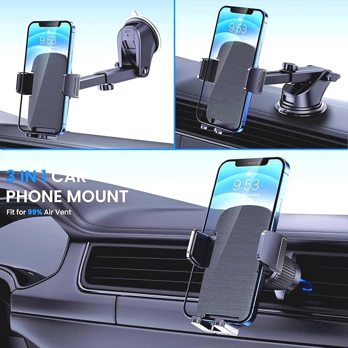 Car Phone Holder Mount Phone Mount for Car Cell Phone Holder Car Universal Phone Stand for Car Dashboard Windshield Vent Cell Phone Automobile Cradles Fit Camera Mount