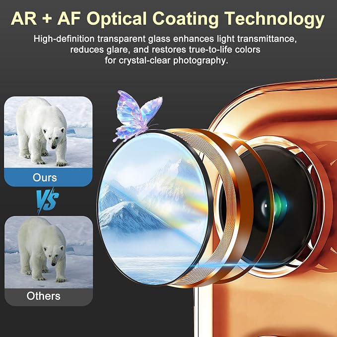 2 Pack Camera Lens Protector for iPhone 17 Pro/17 Pro Max, [AR+AF Coating] HD Clear Tempered Glass Lens Cover, 9H Hardness, Scratch Resistant, Anti-Fingerprint, Easy Installation