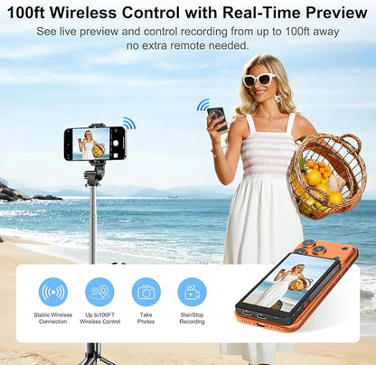 4" Back Camera Monitor iPhone 17, Magnetic Vlog Selfie Monitor Screen for iPhone 17,1080P Wireless Mirroring Back Camera Selfie Monitor for Vlog YouTube TikTok,Snaplylens for iPhone,Android, Black