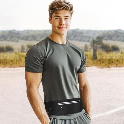 Slim Running Belt Fanny Pack for Men Women, Running Phone Holder Runners Pouch Waist Pack for Workout (1198, Black)