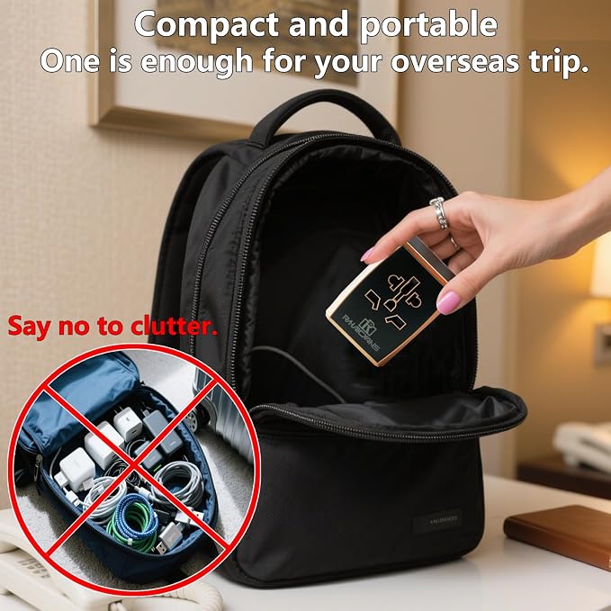 International Power Adapter 45W with 5-Port (3x USB-C + 2x USB-A) Wall Charger for 150+ Countries - Compact Universal Travel Plug Adapter for USA, EU, UK, AU, Asia