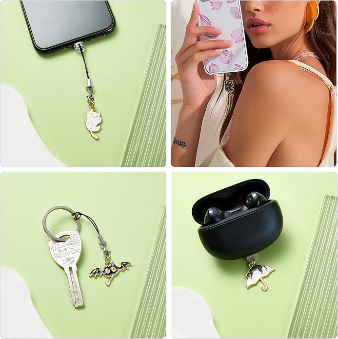 7-10Pcs Dust Plug Charm Type C with Alloy Pendants Cute Cell Phone Charms for Most Type C Phone,Readers Device