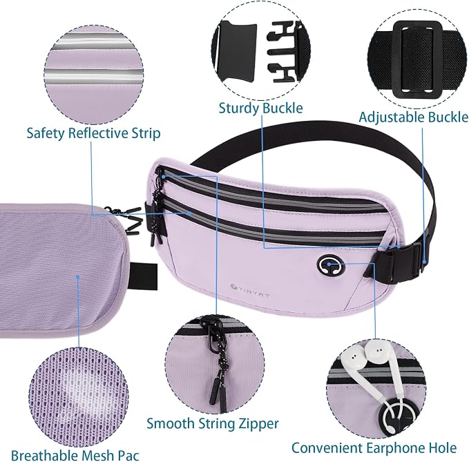 Slim Running Belt for Women Men Runners Fanny Packs With Phone Holder Hidden Pockets Exercise Waist Bag for Marathon Workout