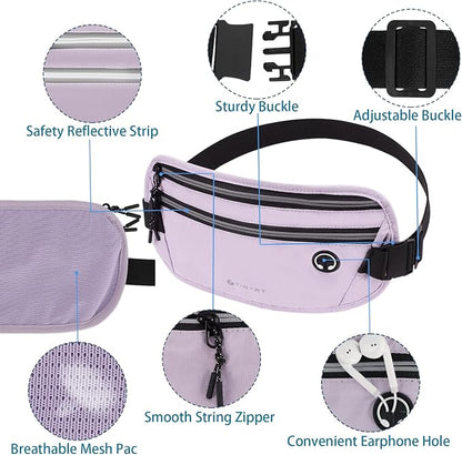 Slim Running Belt for Women Men Runners Fanny Packs With Phone Holder Hidden Pockets Exercise Waist Bag for Marathon Workout